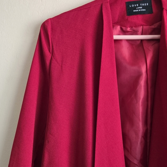 Red Love Tree Draped Waterfall Open Blazer Size Large - Picture 2 of 10